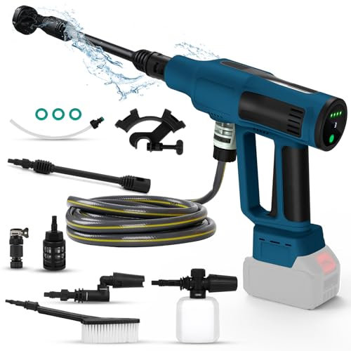 Akku Hochdruckreiniger kompatibel mit Makita 18V Akku, 700 PSI Tragbarer Hochdruckreiniger mit 6-in-1-Düse und Schaumkanone für die Reinigung von Autoböden, Zäunen und Wänden (ohne Batterie)