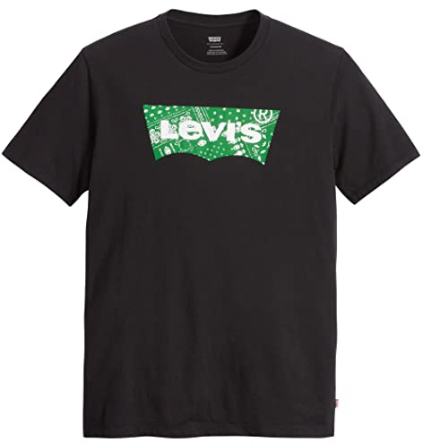 Levi's Men's Graphic Crewneck Tee T-Shirt, Filled Bw Caviar, XS