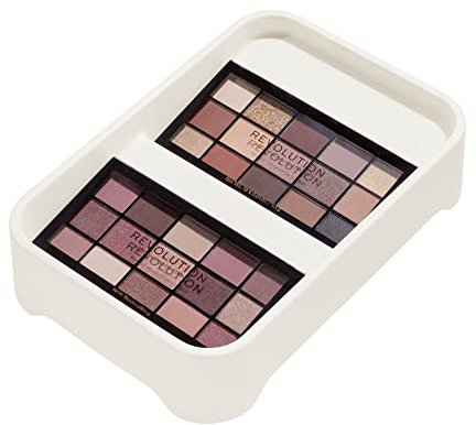 iDesign Eco Tray Porta 2 Scomparti, plastica Riciclata Senza BPA, Organizer Trucchi cassetti per matite, Eyeliner, Rossetti, Mascara e Palette, Bianco