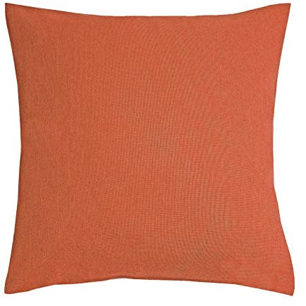 DecoHomeTextil Heimtextilmanufaktur Leinen Optik Kissenhüllen 2er-Set Eckig 40 x 40 cm Orange Abwaschbar Wasserabweisend Fleckschutz Pflegeleicht mit Saumrand