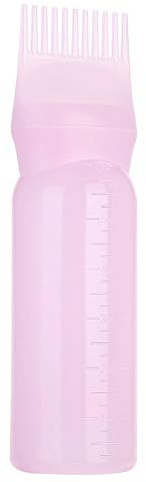 applicateur huile cheveux- 160ml Cheveux Teinture Bouteille Brosse Shampooing Cheveux Couleur Huile Peigne Applicateur Outil Cheveux Huile Bouteille Distributeur (rose)
