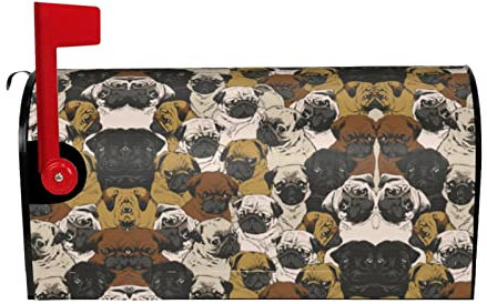 Imagen De Pug Magnetischer Briefkasten, Standardgröße, 45,7 x 53,8 cm, 65,5 x 53,3 cm, Abdeckung für Garten, Hof, Heimdekoration für den Außenbereich