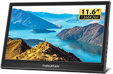 Thinlerain Portable 11.6 Inch Laptop Monitor 1366 x 768 TN LED Display External Monitor for Laptop and Computer, Build in Speakers