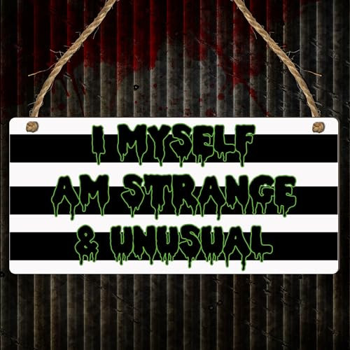Hocus Pocus & Horrorfilme Holzplakette: Ikonische Filmlinien, Doctor Strange & Beetlejuice Referenzen, für Halloween-Dekorationen und Filmbegeisterte (Strange Unusual Beetlejuice)