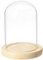 PATIKIL 4.7x3.1 Klar Cloche Glaskuppel Glas Glocke Vitrine Tischplatte Tafelaufsatz mit Holzsockel für LED Licht Pflanzen Heimdekoration