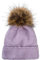 styleBREAKER Damen Strick Bommelmütze Einfarbig mit Pailletten und Fleece Futter, Winter Fellbommel Mütze, Strickmütze 04024210, Farbe:Flieder