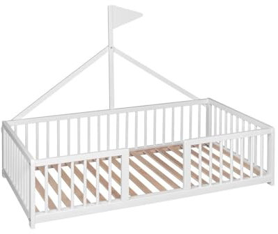 COOL · DREAMS Apache Wonderland Montessori Teepee Kinderbett, 140 x 70 cm, Buche und Weiß