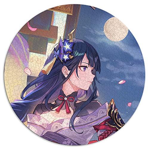 1000-teiliges Puzzle „Genshin Impact“, kreisförmige Puzzles für Erwachsene und Kinder, Papppuzzles, einzigartiges Puzzleteil, lehrreiche, unterhaltsame Spiele, Spielzeuge, Größe: 67,5 x 67,5 cm
