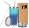 Y·J&H 30oz (850ml) Doppelwandig Vakuum Isolierter Autobecher, Edelstahl Reiseflasche, Thermobecher Kaffee to Go mit 2 Spritzfestem Deckel 2 Strohhalm, Rohrbürste,BPA Free - Türkis&Blau