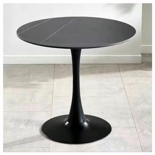 Bistrotisch, Marmor-Esstisch, 60/70/80 cm, runder Küchentisch mit Metallsockel, 4-Sitzer-Esstisch, Möbel, moderner Couchtisch für Küche, Esszimmer, Wohnzimmer (Größe: 80 cm, Farbe: 4)