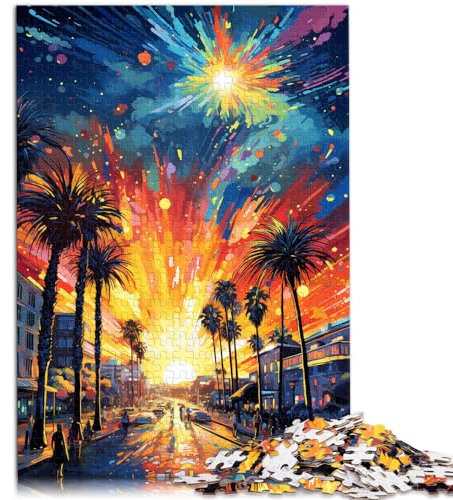 Puzzle-Spiele, farbenfroher Venice Beach, 1000-teiliges Puzzle, Holzpuzzle, Spielzeug-Puzzle, Lernspiele, Stressabbau-Puzzle (50 x 75 cm)