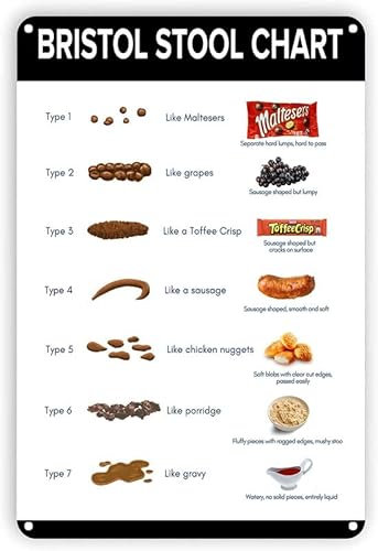 Funny Metal Tin Sign Nursing Student Gift Bristol Stool Chart Metal Sign Poop Toilet Health Bathroom Indoor and Outdoor Retro Metal Wall Sign Graduation Gifts for Nurses 6x8 Inch