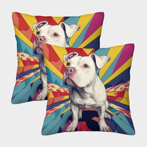 GUYDZOOM Pit Bull Dekorative Kissenbezüge, Versteckter Reißverschluss Kissenhülle, Für Autodekoration, Zuhause, Sofa, Bettwäsche Kissenbezug 2er-Set 40x40cm