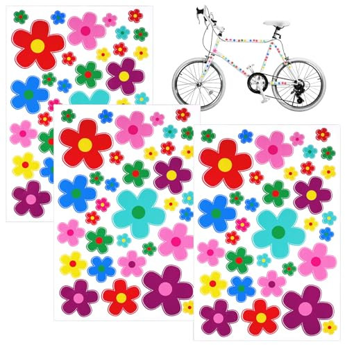 Multi Blümchen Aufkleber Sommer - Wasserfest Prilblumen für Fahrrad, Laptop, Auto, Motorrad, Handy, Notizbuch Outdoor (3 Stück)