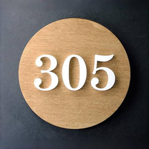 Placa de Número de Puerta de Madera Acrílica Moderna para Interiores y Exteriores, Ideal para Hoteles, Apartamentos, Empresas y Escuelas