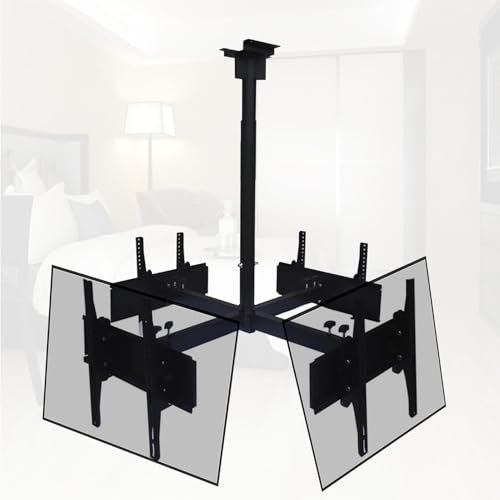 CAMEKIGZ Staffa di Montaggio a soffitto per TV - Staffa di Montaggio a soffitto per TV a Quattro Lati, 32-50 Pollici a Movimento Completo, Staffa per Schermo Piatto/Curvo a 4 movimenti, Reg