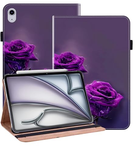 BOLELAW Hülle für iPad Air 11 Zoll (M4 2026/M3 2025/M2 2024)– Stoßfest PU Leder Folio Case mit Stifthalter, Kartenfächern & Standfunktion, Lila Rose