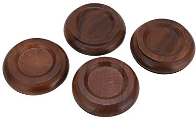 Nutriess Piano Caster Cup Black Walnut Non Slip Floor Protector 4 Pcs Wood Coaster for Furniture Stability