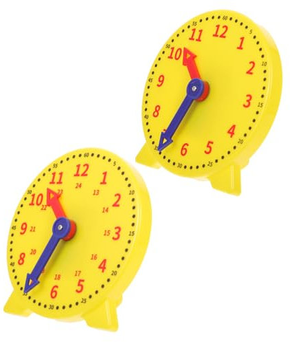 Kisangel 2 Stück Uhrenmodell Uhren für Klassenzimmer Unterrichtsuhren-Set Lehrenuhr Stechuhr Lernen Unterrichtsuhrmodell Zeit unterrichten Uhr Uhren unterrichten Klassenzimmer Uhren Plastik