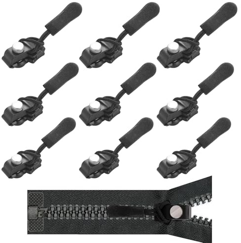 9PCS Zip Repair Kit, 3 Sizes Replacement Zip, Zipper Repair Kit, Zipper Pull Replacement, Instant ZipFixer, Slider Zippers Repair, Universal Fixing Zips Puller, Extension & Fixing Zippers for Luggage
