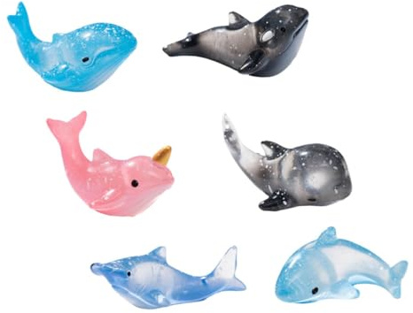 Alasum 6 Stück Teiliges Miniatur Set aus Harz Ozeantieren mit Walhai und Orca DIY Aquariumdekoration für Tropische Fischdekorationen Realistische Meereslebewesen Figuren für Einzigartige