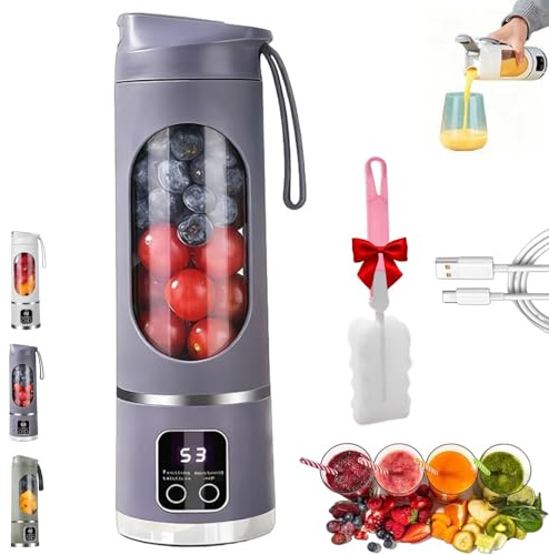Digital Multimode Juicer Blender - Smart LED Display, Portable Digital Display Juicer, USB Compact Blender, Diet-Friendly, Leak Proof Design for Smoothies Liquid Diet, Shakes & Baby Food (Purple)
