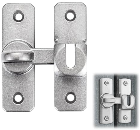 NlsqEU Sliding Door Lock, 2 Stück Sliding Door Lock 90/180 Degree Deadbolt Bolt, NlsqEU Torriegel mit Schrauben, 90/180 Grad Türriegel Riegelschloss, Garten Küchen Fenster, Silber