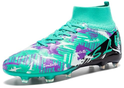 Hohe Fußballstiefel Herren/Frauen - Rosa und Schwarz Sportliche Fußballschuhe mit Knöchelstütze, Leichte Leistungsschuhe für Training & Spiele