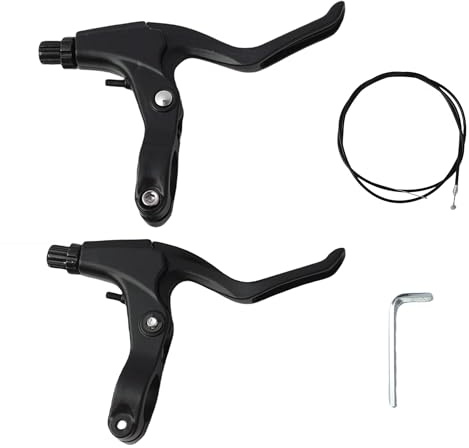 Générique 1 Paire De Leviers De Frein Pour Vélo et 2 Câbles De Frein (Avant et Arrière), en Alliage D'aluminium Poignée De Frein De Vélo, Levier De Frein à Main Pour Guidon De Diamètre 22 mm, Noir