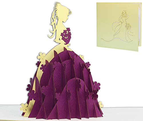LIN17338, POP UP Karte, Prinzessin, Geburtstag, Grußkarten, Hochzeitskarten, Hochzeitseinladung, Glückwunschkarten, Brautkleider, N224