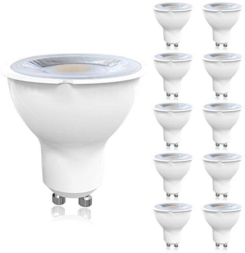 Panorama24 LED GU10 SET 10 Stück 7 W mit einer Leuchtkraft von 59 W, kaltweiß (6500 K), 556 lm, 38 ° Abstrahlwinkel, A+, Glühbirne, Birne, Halogen, Lampe, Spot, Strahler