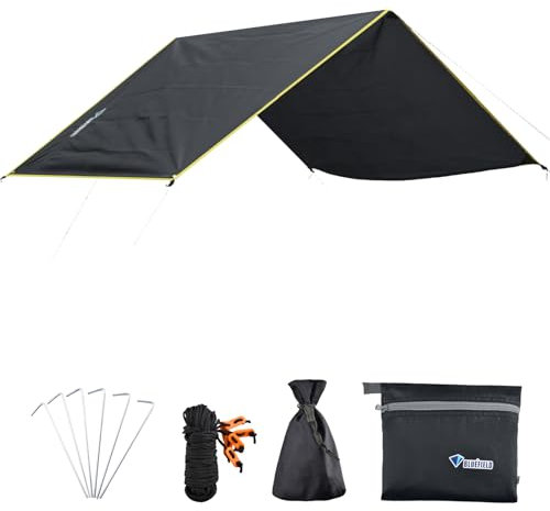 Azarxis Toldo Impermeable Ligero Lona de Tiendas de Campaña Alfombras para Vajilla de Exterior y Picnic Playa (01 - Negro, S - 150 x 200 cm)