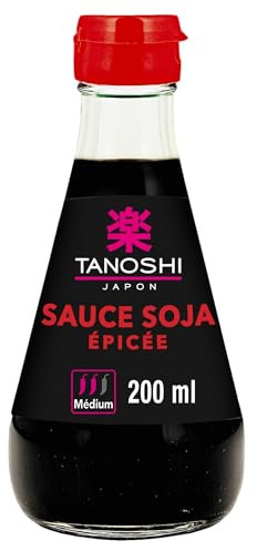 TANOSHI - Sauce Soja Epicée - Sans Glutamate Ajouté - Flacon Pratique - Flacon de 200 ml