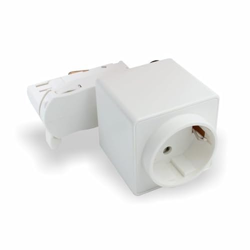 Universal Steckdose für 3-Phasen Stromschiene passend zu EUTRAC, GLOBAL, NOKIA, IVELA, SKENINGE uvm. Steckdose Stromschiene, 220-240V AC/50-60Hz | 1er Steckdose (Weiß)