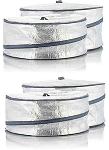 HAC24 4er Set Warmhaltehaube faltbar, Thermo-Abdeckung, Silikon, Schwarz, Modisch, 2x 40 x 20 cm, 2x 35 x 15 cm