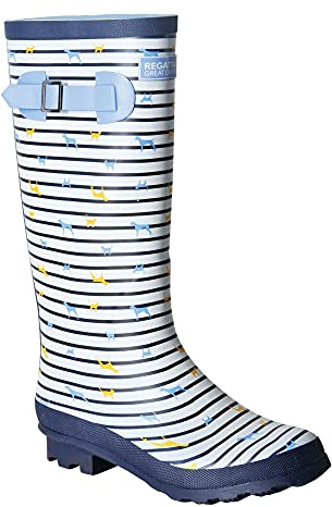 Regatta Womens/Ladies Ly Fairweather II Tall Durable Wellington Boots (8 UK) (White/Blue Breeze Stripe)
