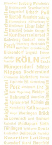 wall-refine WS-02161 | Stadtteile KÖLN -Schrift im Block- | 58 x 200 cm, Elfenbein, seidenmatt, Premium Wandtattoo Wandaufkleber der Extra-Klasse Wanddeko Wohnzimmer Büro Deko