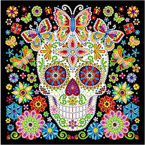 MWOOT 5D DIY Leuchtend Diamant Malerei Set, Malen nach Zahlen,DIY Voller Diamond Embroidery Painting Strass Stickerei Kreuzstich Kunst Handwerk für Home Wall Wanddekoration(30 x 30CM),Schädel
