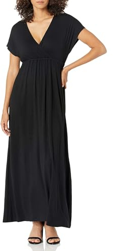 Amazon Essentials Women's Surplice Maxi Dress, Black, XXL