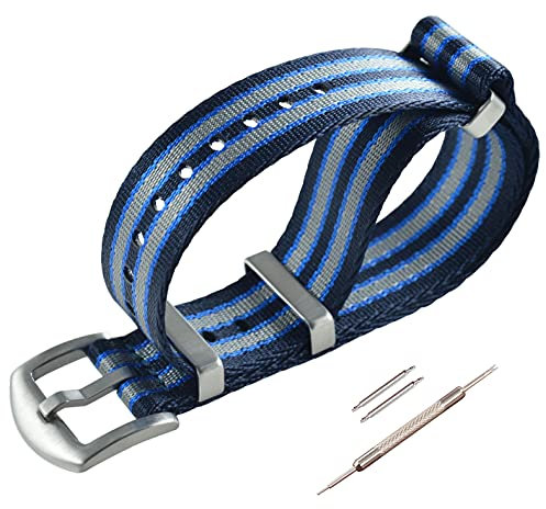 MZBUTIQ 18mm Bunt Gestreift Sicherheitsgurt Uhrenarmband Nylon Watch Straps Ersatz für Herren Damen Gebürstete Schnalle