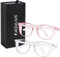 Aqulius Lunettes de sécurité élégantes (lot de 2 – Lunettes de sécurité roses et transparents) anti-buée, résistantes aux rayures, bloquant la lumière bleue Lunettes de protection avant et latérale