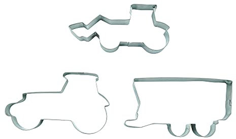 BekkiB 8807123-3er Set Bauernhof - Ausstechformen Traktor, Frontlader, Anhänger - Ausstecher aus Edelstahl sind spülmaschinengeeignet