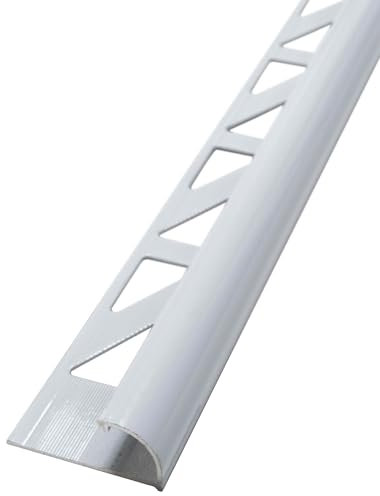 Dalsys Fliesenschiene Viertelkreisprofil Aluminium (eloxiert) Weiß 2,5m x 12,5mm, 1 Stück, Rundprofil Halbrundprofil