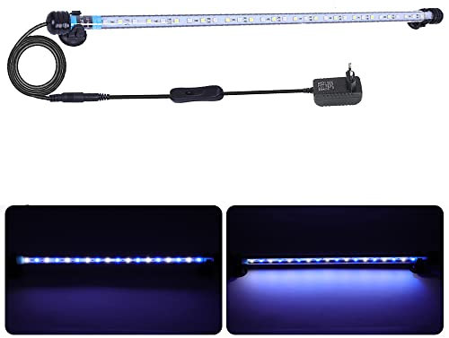 MLJ Acuario LED Iluminación, Iluminación LED para Acuarios Plantados Lámpara LED para Peceras Resistente al Agua Luz para (Azul+blanco 62cm)