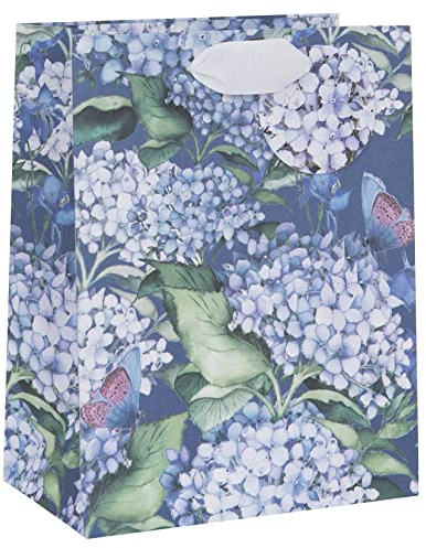 Glick Luxury Floral Medium Gift Bag, Hydrangea Design, for Birthdays and Celebrations for Her, 175w x 225h x 100d mm, Multi-Coloured