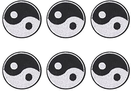 Bestickter Aufnäher, 6 Stück Tai Chi Yin Yang Muster Nähen Stoff Aufkleber Kleidung Reparatur Aufkleber Stickerei Abzeichen für DIY Applikation Handwerk Dekoration Kleidung Zubehör