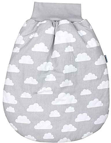 TupTam Baby Strampelsack Schlafsack mit breitem Bund Winterschlafsack für Mädchen Jungen Babyschlafsack, Farbe: Wolken Weiß, Größe: 6-12 Monate