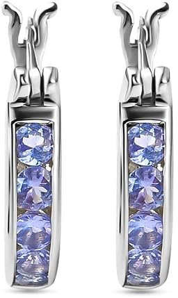 SHOP LC AA Tansanit-Creolen 925 Silber platiniert ca. 0 95 ct