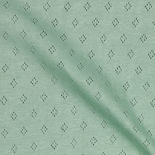 VmG-Store Pointoille-Stoff Feinstrick-Jersey mit Lochmuster Baumwollstoff OEKO-TEX Feinstrick (022 I Altgrün)