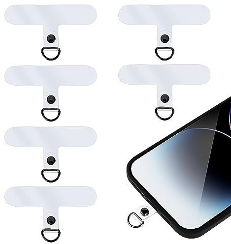 simarro Lanyard Handy Schlüsselband Ersatz Aufnäher mit Metallring, 6 Stück Universal Handy Lanyard Handy Umhängeband, zum Schutz, kompatibel mit den meisten Smartphones (Transparentes Grau)